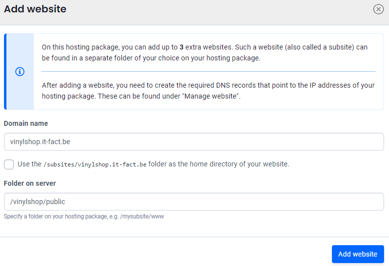 Config subdomain