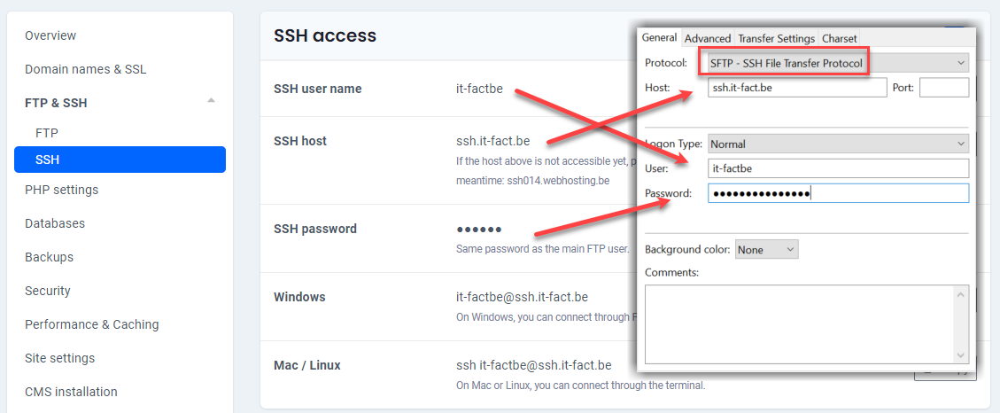 SSH settings