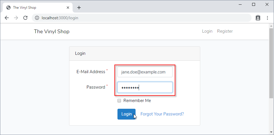 Login existing user