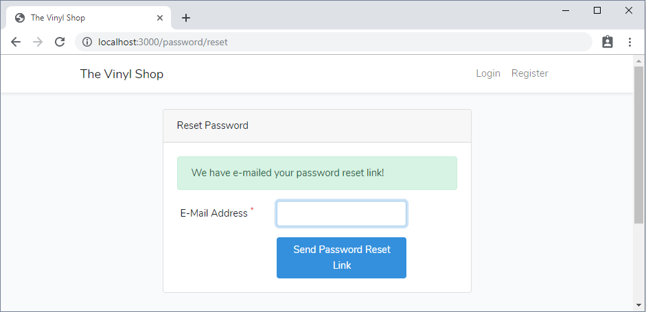 Forgot your password - enter email success