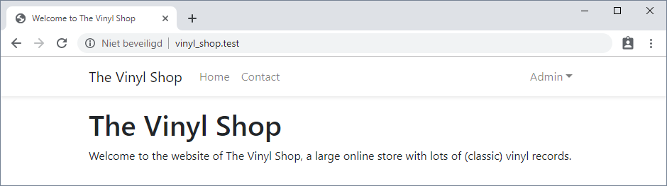 Vinyl Shop Home Page with navigation bar