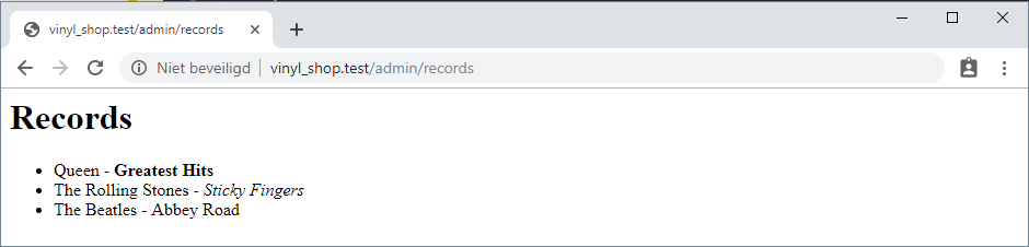 Vinyl Shop records view without XSS prevention