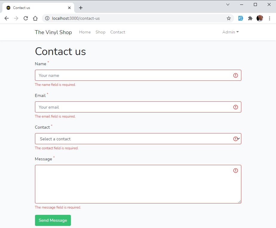 Adding Contact select menu