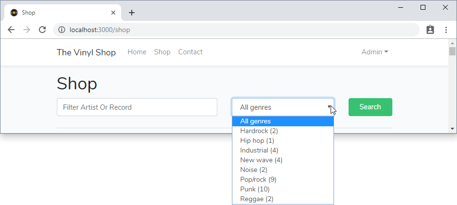 Select with genres and count