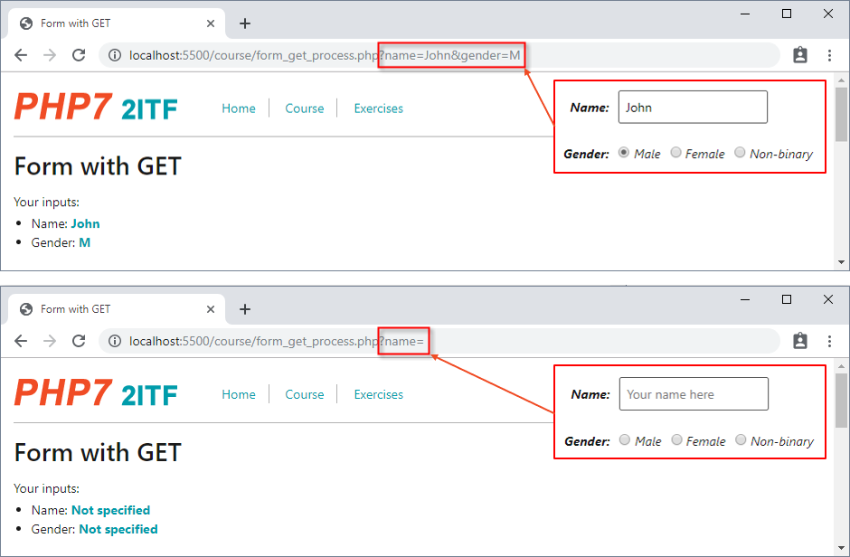 Form with get: processed