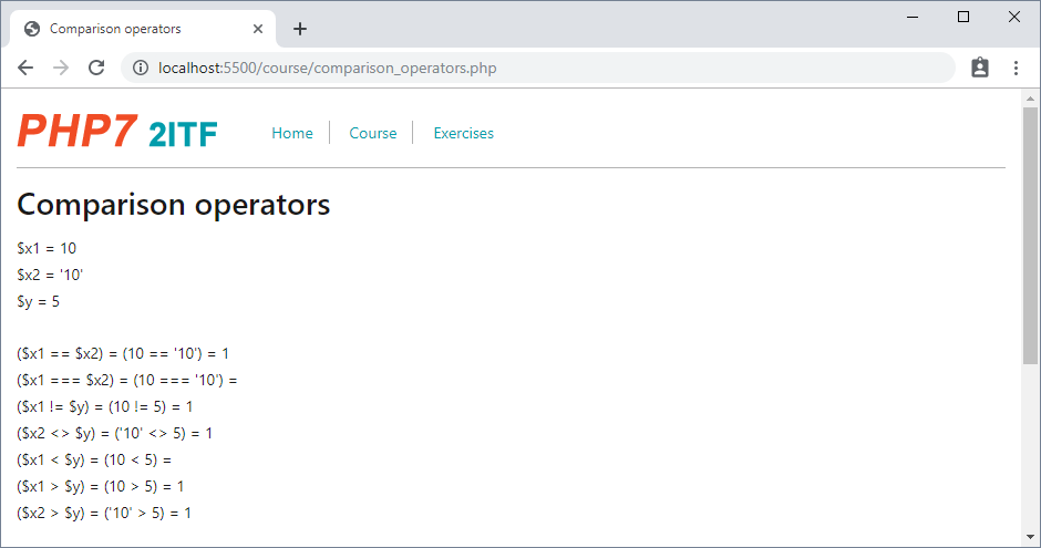 Comparison operators